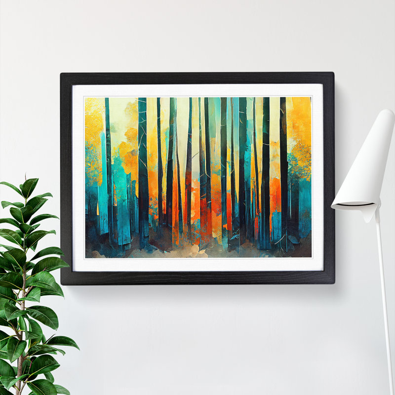Amazing Abstract Forest Vol.6 - Single Picture Frame Painting, 46cm H x 64cm W x 2cm D, Black Framed