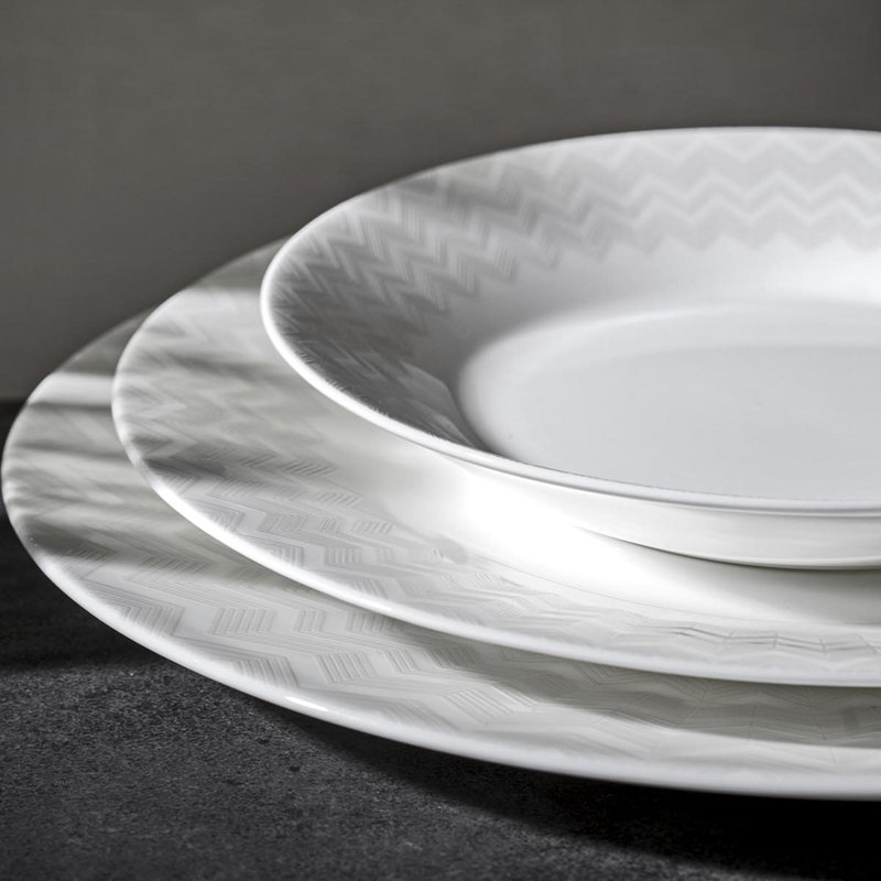 Missoni Bread and Butter Plates ZIG ZAG Set of 6  White