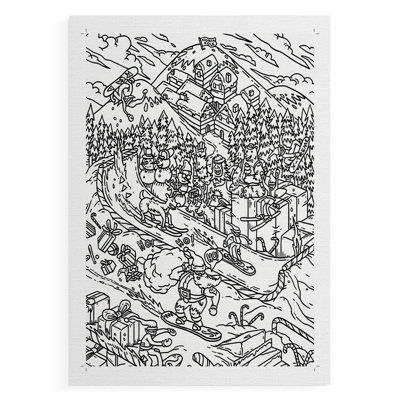 «Snowboard Santa», impression sur toile seulement - non encadrée