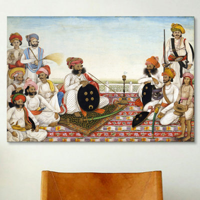 Thakur Dawlat Singh Among Courtiers Painting Print on Wrapped Canvas