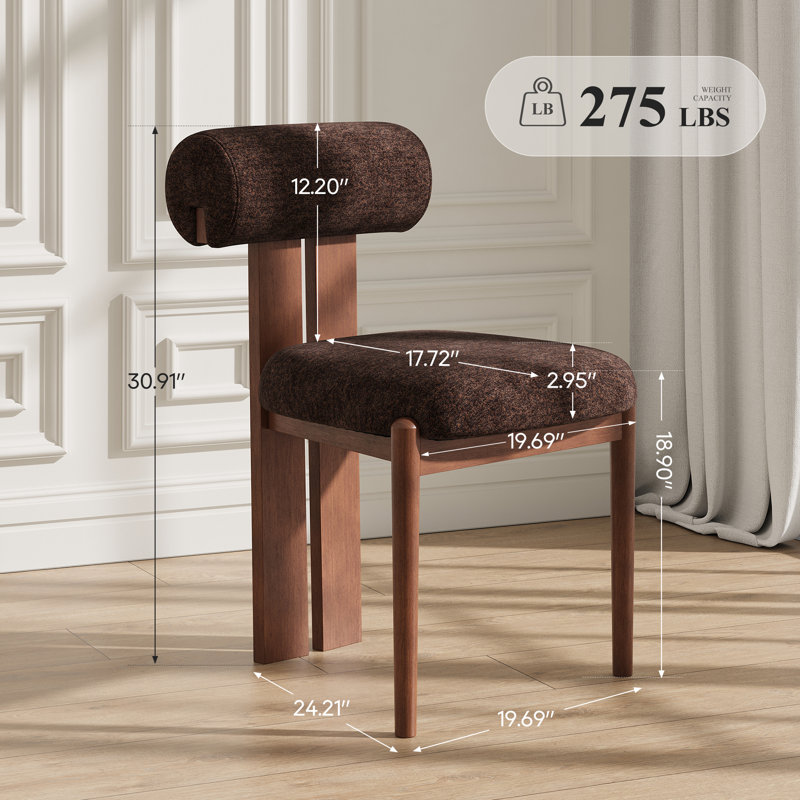 Modern Upholstered Dining Chairs with Solid Wood Legs, Dark Brown
