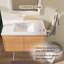 Meuble-lavabo flottant avec portes à fermeture en douceur et lavabo en céramique-2135617253