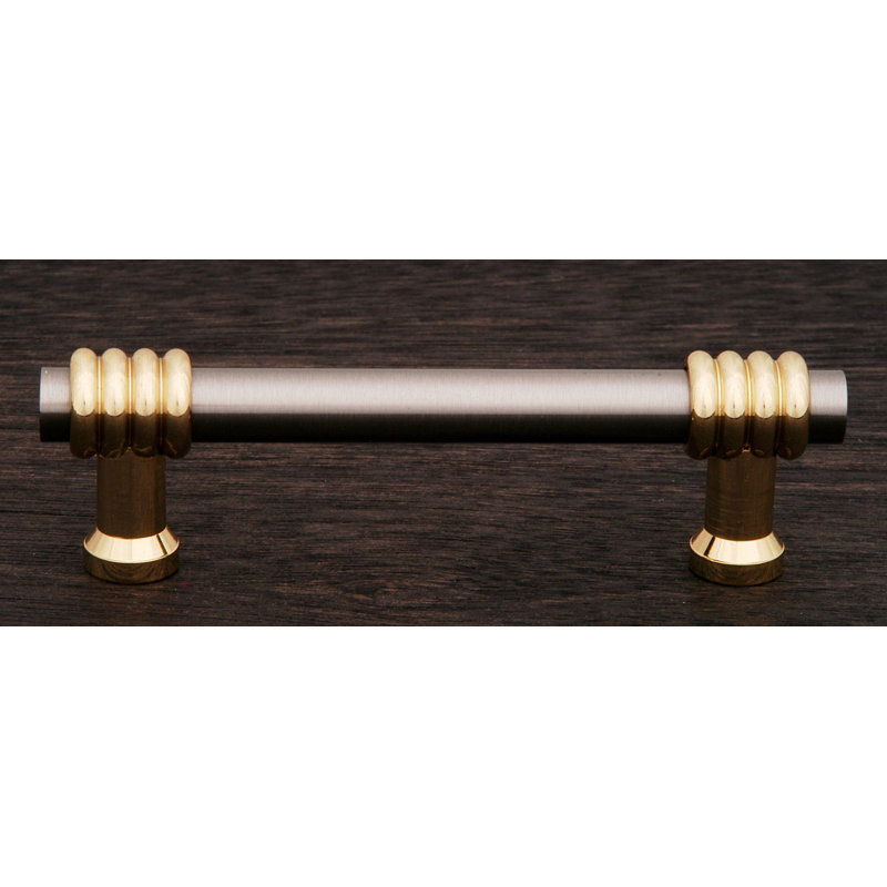 Two Tone Swirl 3" Bar Pull CP Series, Satin Nickel / Polished Brass