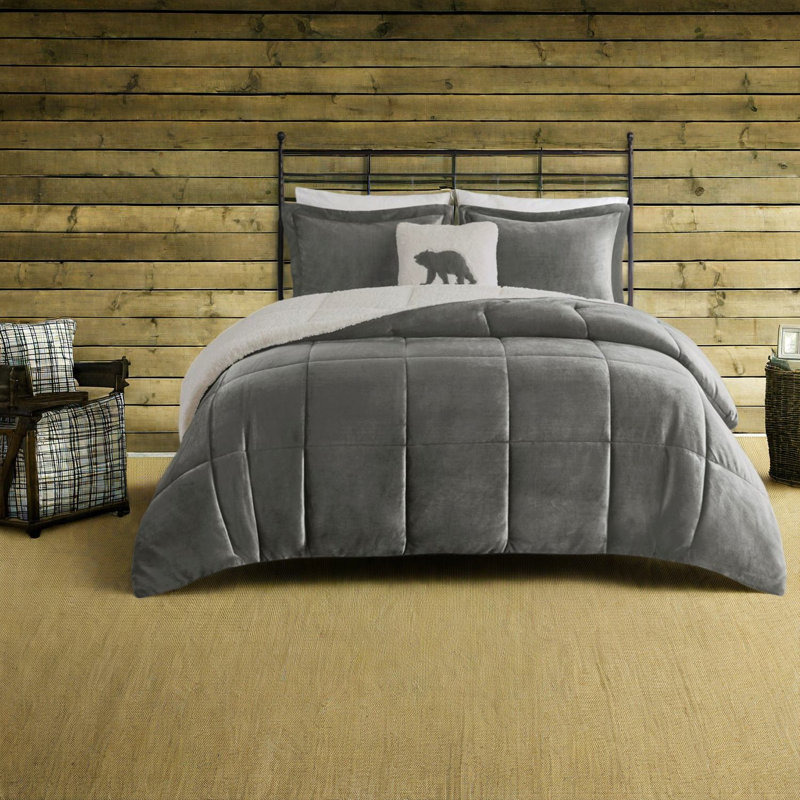 Cozy Plush Sherpa King Bedding Sets, Polyester Rustic Home Comfort