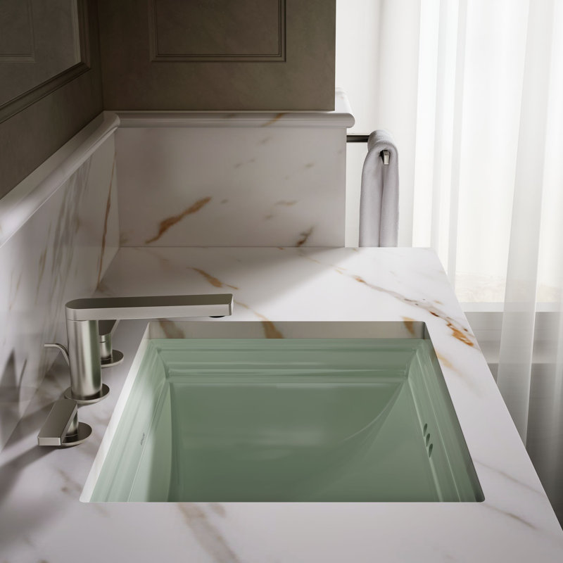 Memoirs® Vitreous China Rectangular Undermount Bathroom Sink with Overflow, Cashmere