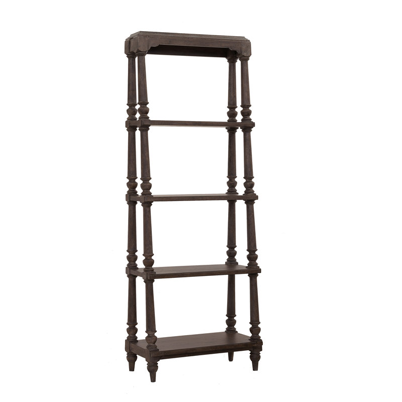 Chimney Smoke Distressed Wood Open Shelf Etagere