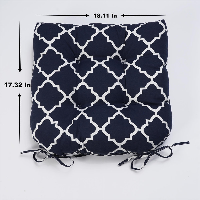 Cloughmills Outdoor Seat Cushion, Navy Blue Polyester Blend