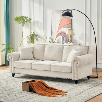 Modern 3-Seater Sofa with Rolled Arms