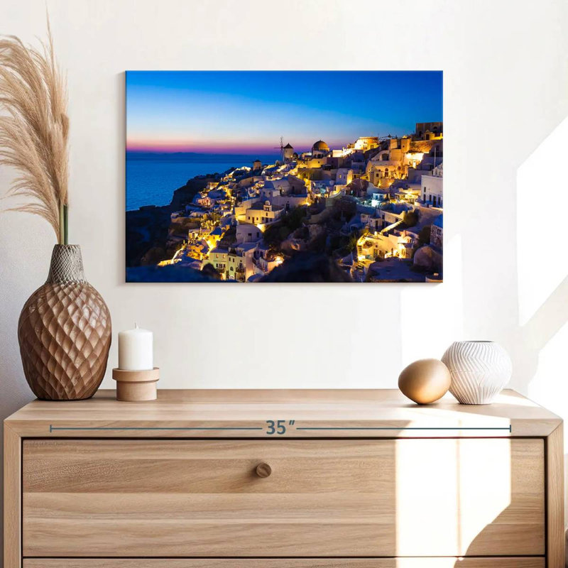 Gillard Santorini au coucher du soleil, H 16 po x l 24 po