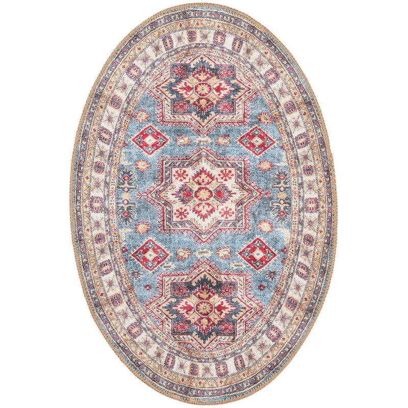 Tapis bleu clair Aucun, Ovale 2 pi x 3 pi 1 po