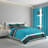 California King Size 9-Piece Teal & Black Swirl Pattern Bedding & Curtain Set (Cal King) - Quilted Microfiber Bedspread + Sheer Drapes-121273354