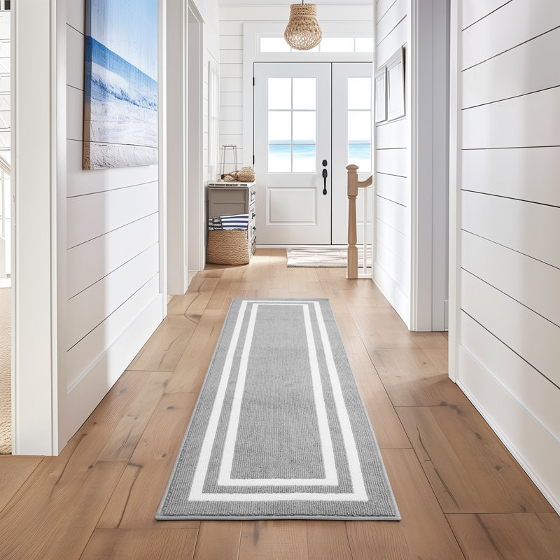 Nautica Double Line Machine Washable All Loop Tufted Rugs 1-Piece, Runner 2'2" x 8'