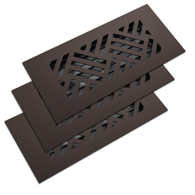 Reggio Register 4x10 (3-Pack) Low-Profile Steel Floor Vent Cover - Diagonal Pattern - With Louvre