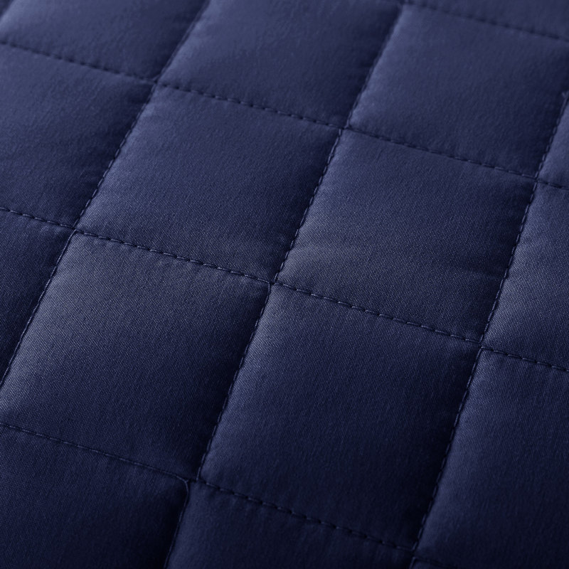  Couverture à tissage géométrique, Bleu marine, Double / Grand