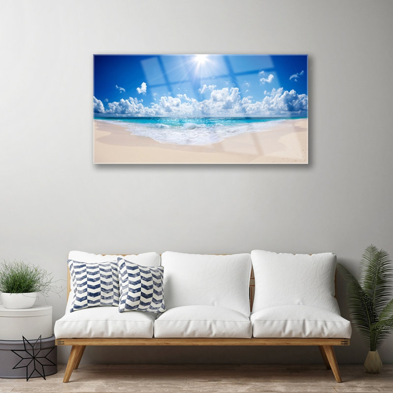 Landscape Beach Sea Sun - No Frame Print on Glass