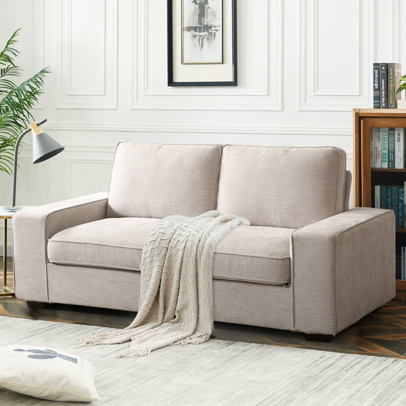 Nickelle 2 Seater Upholstered Loveseat Sofa, Beige