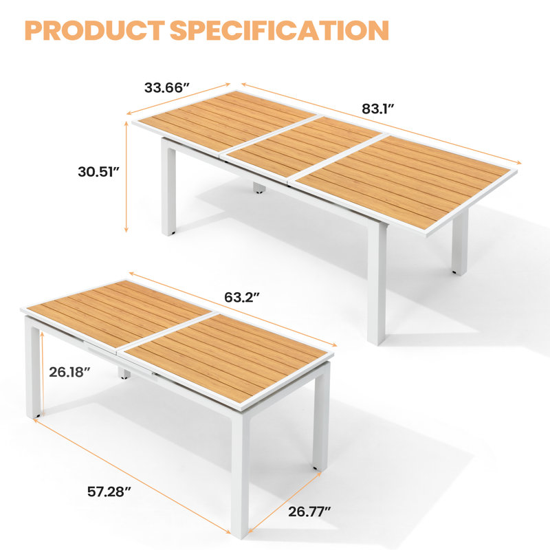 Extendable Plastic Dining Table, Brown