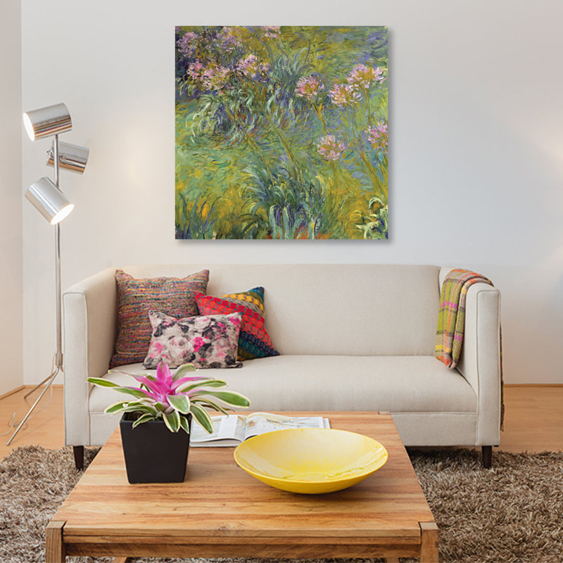 Reproduction d'art graphique sur toile, "Agapanthus, 1930-26" par Claude Monet, H 48 po x l 48 po x P 1,5 po, Pas de tapis