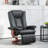 Manual Swivel Recliner Chair, PU Leather Reclining Chair With Footrest For Living Room, Black