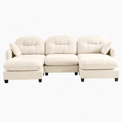Modular Sectional U Shaped Couch With Ottoman, Premium Chenille Fabric, 2 Throw Pillows, High - Density Foam, Tufted Cushion Backrest, Easy To Install For Various Spaces