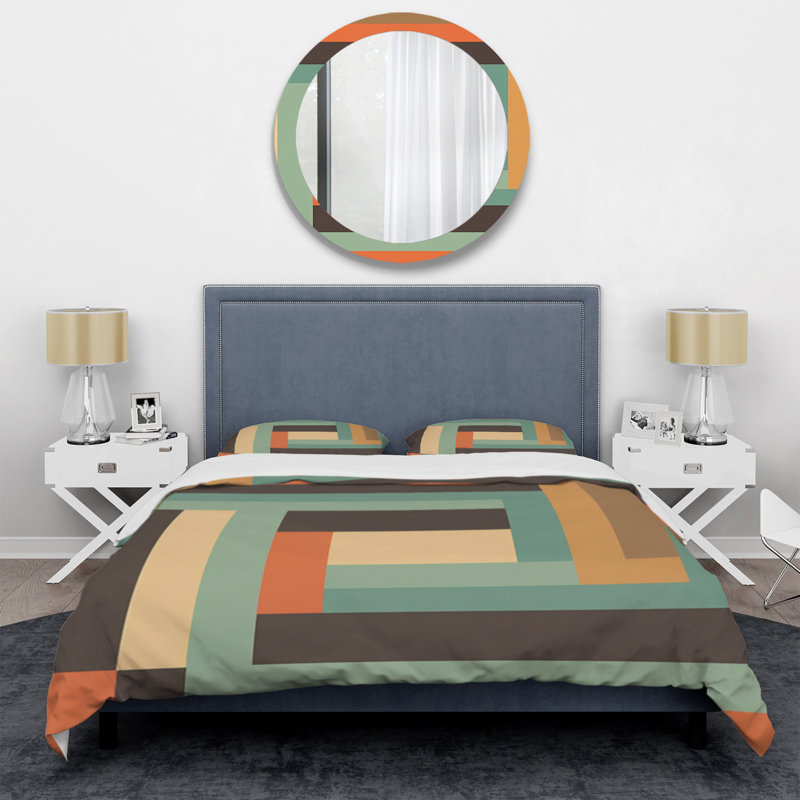 Ensemble de housse de couette en microfibre / polyester rétro Mid-Century, Housse de couette pour très grand lit et 2 très