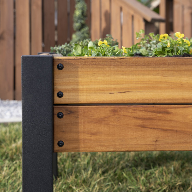 6 Cubic Foot Teak Raised Planter with Steel Legs