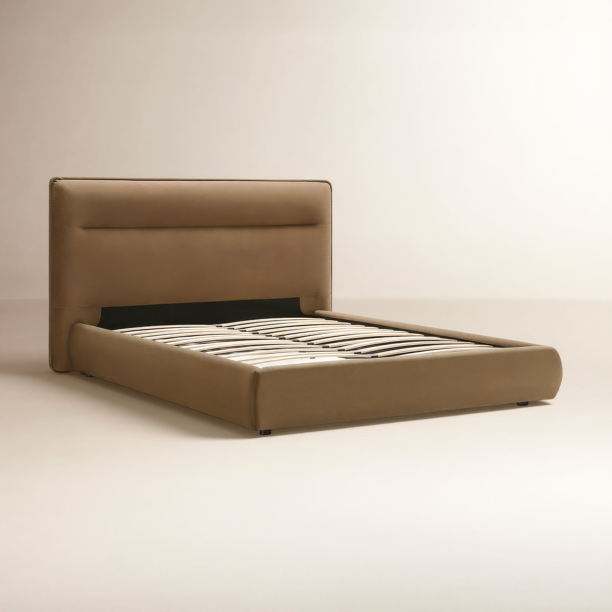 Micah Upholstered Bed, Brown, Queen
