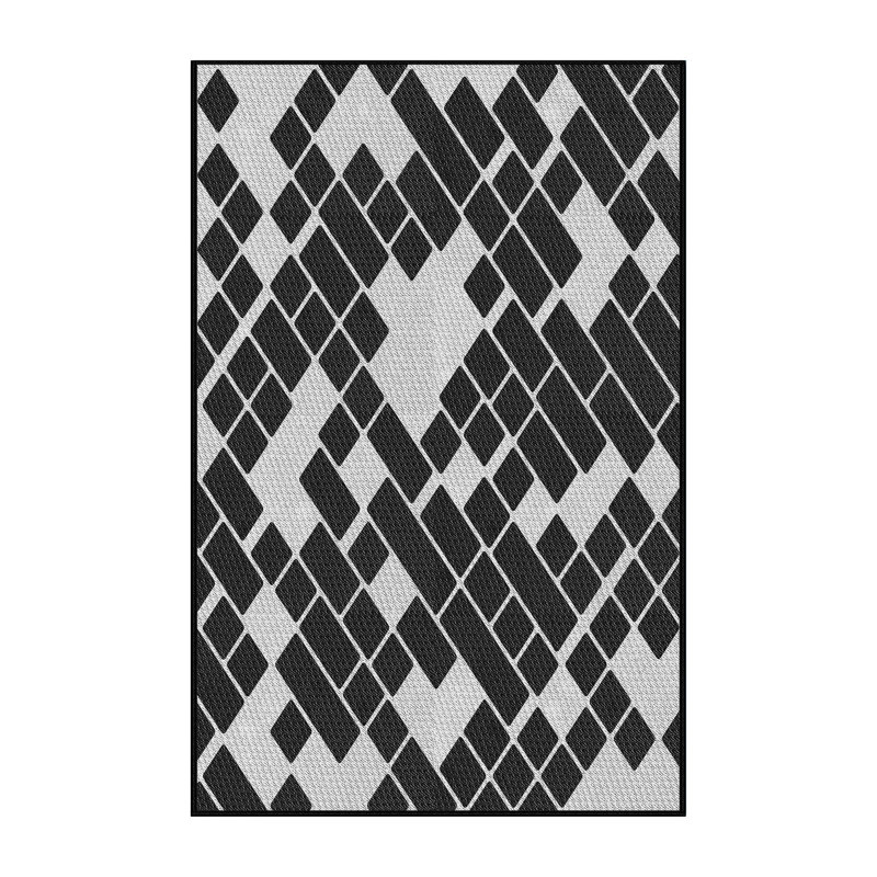 Tapis noir/blanc à motifs, Rectangle 2 pi x 5 pi