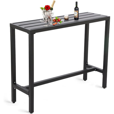 Outdoor Bar Table - Rectangle Patio Counter Height Bar Table For Garden, Yard, Balcony, Poolside