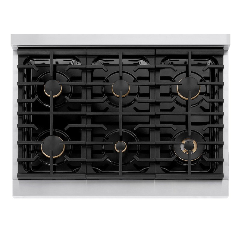 ZLINE 36 in. 6 Burner Gas Range with Convection Gas Oven in Stainless Steel and Accents