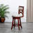 30" Bar Height X-Back Swivel Stool, Cherry Finish, Beige Fabric Seat-48587734-48587738