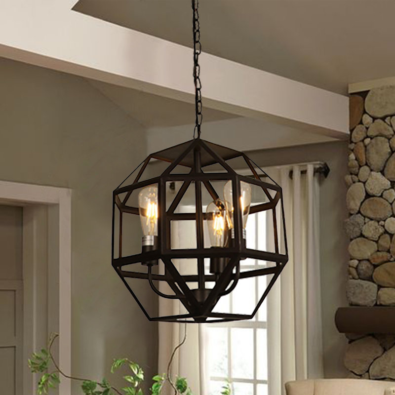 Lustre géométrique 3 lumières unique/relevé Ukani