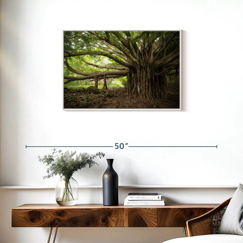 Banyan Tree, 31 po x 21 po, Cadre flottant blanc