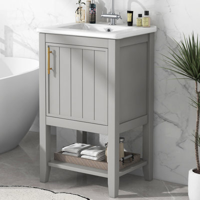 Meuble-lavabo de ferme 20 po avec plateau en céramique intégré