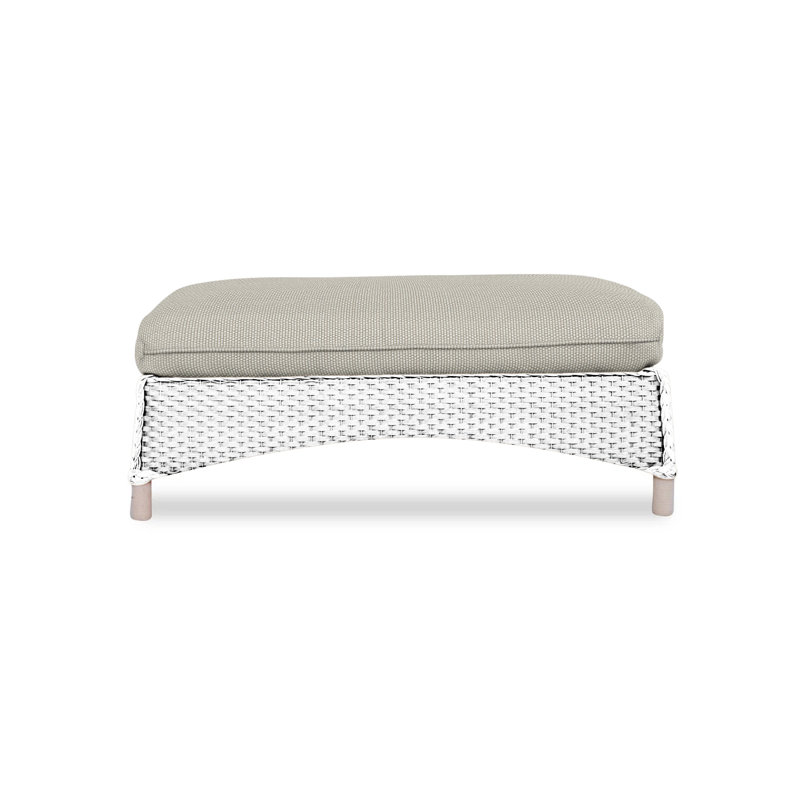 Mandalay Outdoor Ottoman, White, Rollo Linen