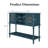 42" Carved Wood Console Table with Cabinet and Shelves, Roman Column Legs for Entryway, Blue-1296132467