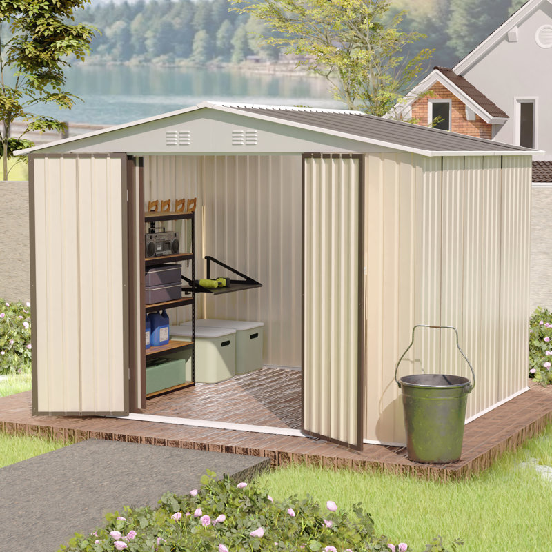 Cadre en alliage d'aluminium 10 x 8 pi pour abri de jardin blanc avec porte à charnière