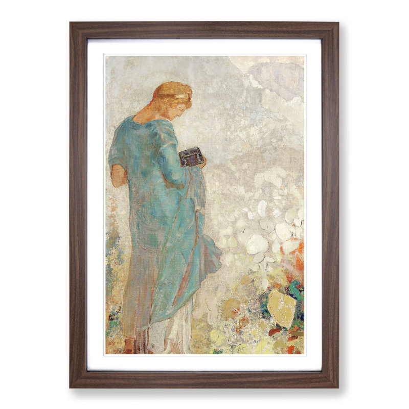 Pandora Vol.2 by Odilon Redon - Picture Frame Painting, Walnut Framed, 48cm H x 36cm W x 2cm D