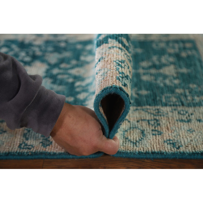 Vegetable Dye Green Oushak Turkish Rug 2x4