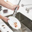 Robinet de cuisine à DEL en nickel brossé avec douchette rétractable, poignée simple, rotation à 360 degrés, nickel élégant double mode, réglages à levier