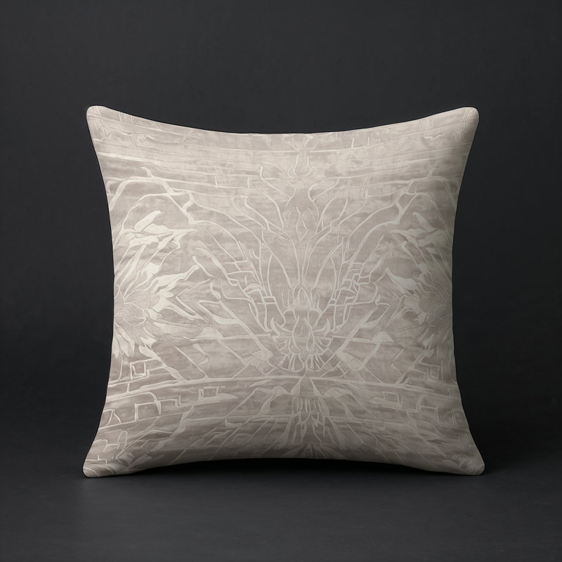 Coussin décoratif intérieur et extérieur Modern, Beige abstrait 29, Carré 20 po
