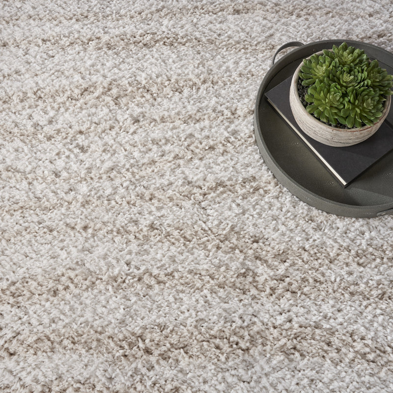 Power Loom Polyester Abstract Area Rug in Beige/Ivory, Rectangle 7'10" x 9'10"