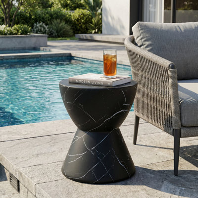 Table d'appoint en marbre noir pour le salon et l'extérieur | Idée de cadeau