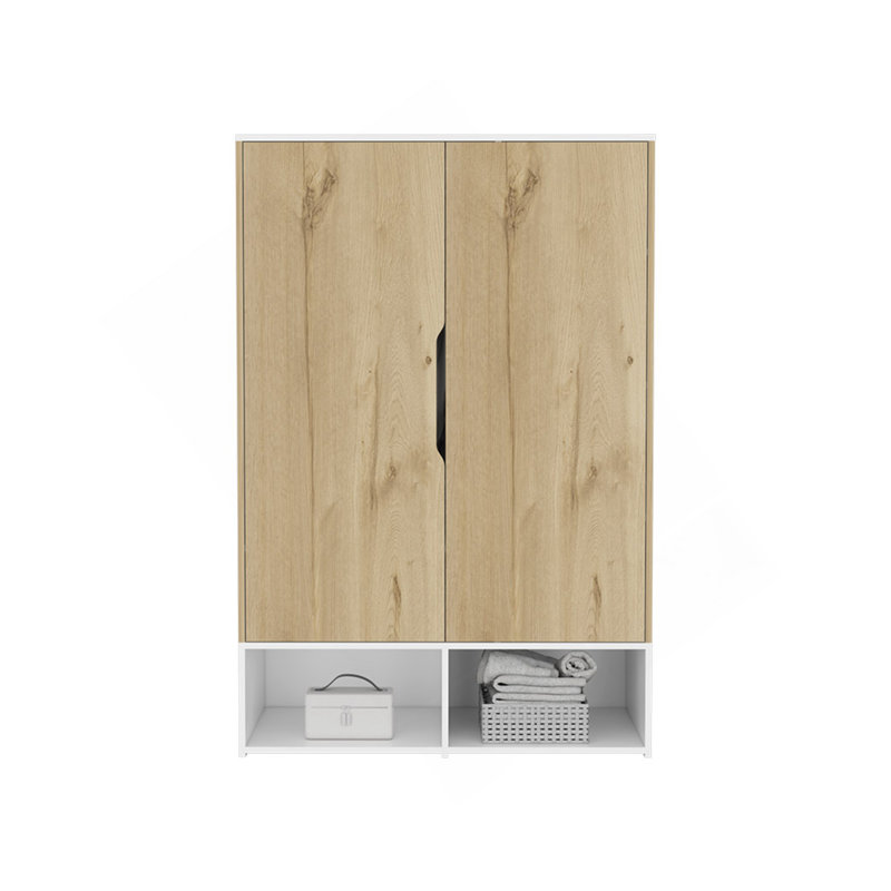 Armoire Barletta, chambre à coucher, chêne clair / blanc