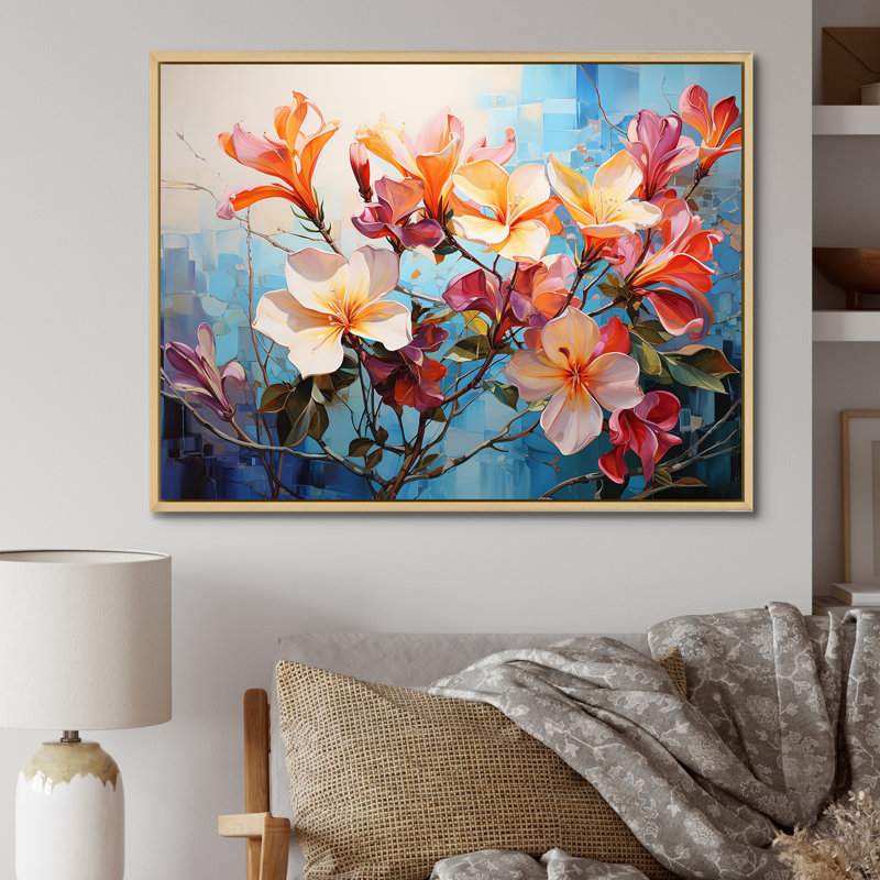 Floral Grace In Plumeria Harmony I sur impression sur toile, Cadre flottant naturel, H 12 po x l 20 po x P 1 po