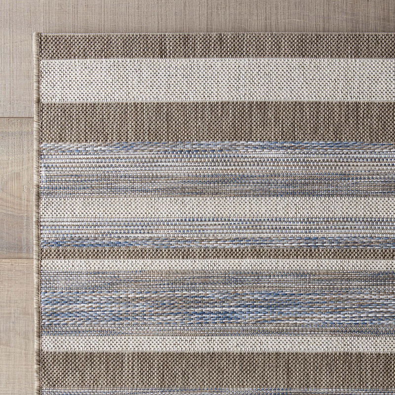 Tapis extérieur bleu tissé à plat Memphis, Rectangle 2 pi x 3 pi 7 po