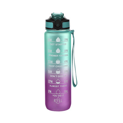 Bouteille d'eau Motivation Bouteille d'eau avec marqueur 32 oz, ouverture à éjection BPA avec large ouverture étanche et débit d'eau rapide pour le sport en plein air