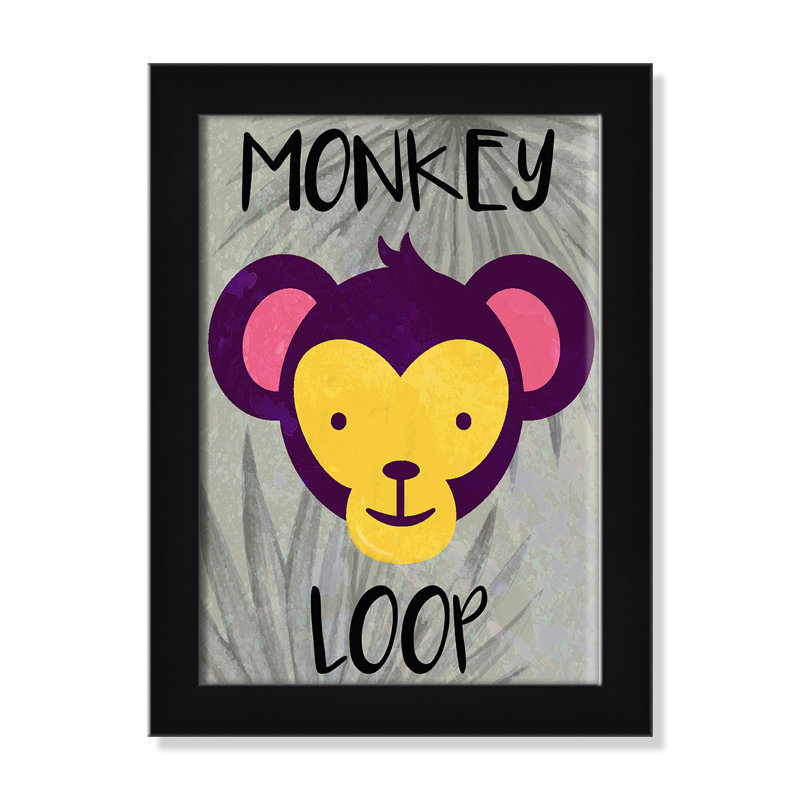 «Monkey Loop», impression sur papier, Encadré plat noir, H 14 po x l 10 po x P 0,6 po