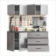 Armoires | Ensemble d'armoires de rangement pour garage 5 pièces, moderne, bois d'ingénierie de qualité E0, fermeture en douceur, résistant à l'eau, largeur de 64 po, gris ardoise | Contemporain | Bureau