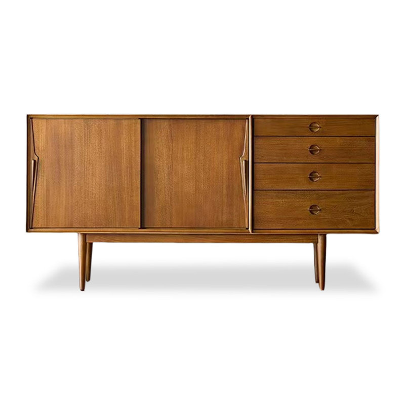 Buffet en bois massif de style Mid-Century, H 31,5 po x l 70,9 po x P 16,9 po